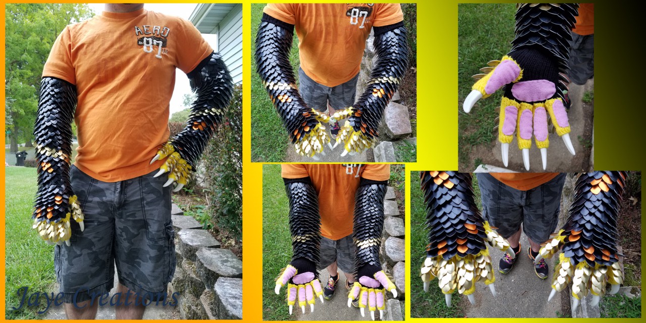 Video XL Full Wrap and Claws Scalemail Gauntlets by Jaye Fur