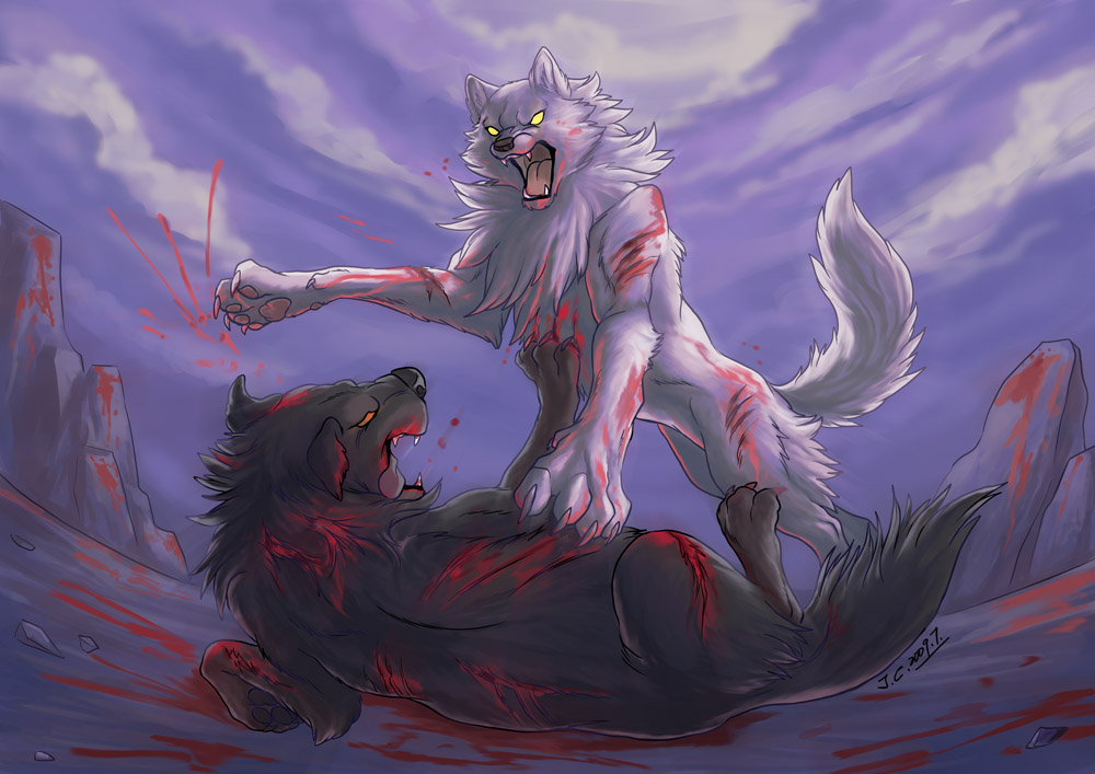 anime werewolf fight