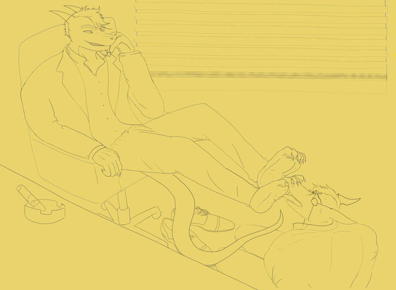 Office foot worship (lineart) by Jerreh -- Fur Affinity [dot] net