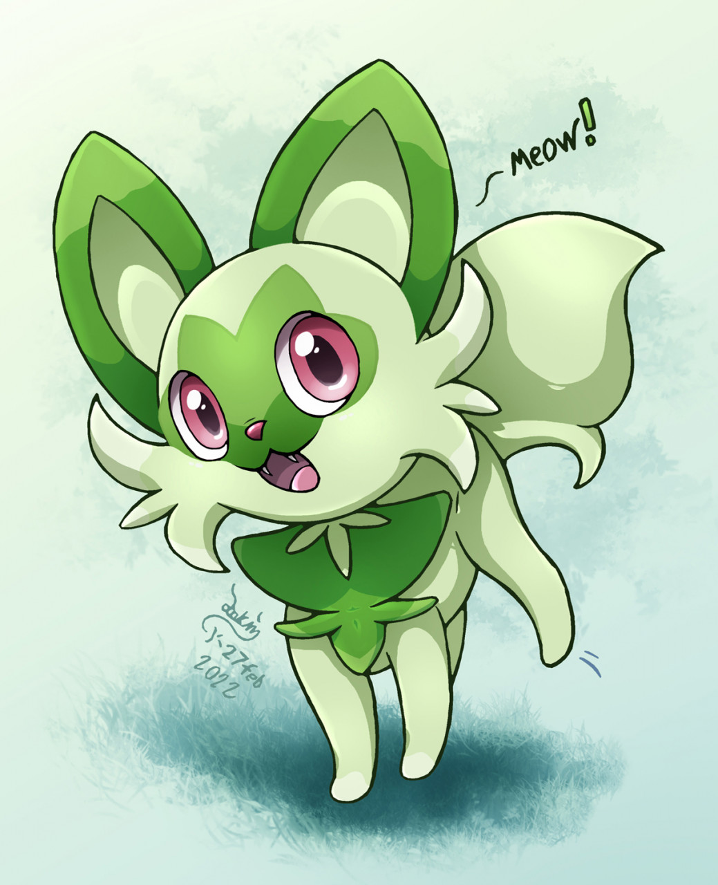 Pokemon Gen 9 - Sprigatito Grass Cat by Joakaha -- Fur Affinity [dot] net