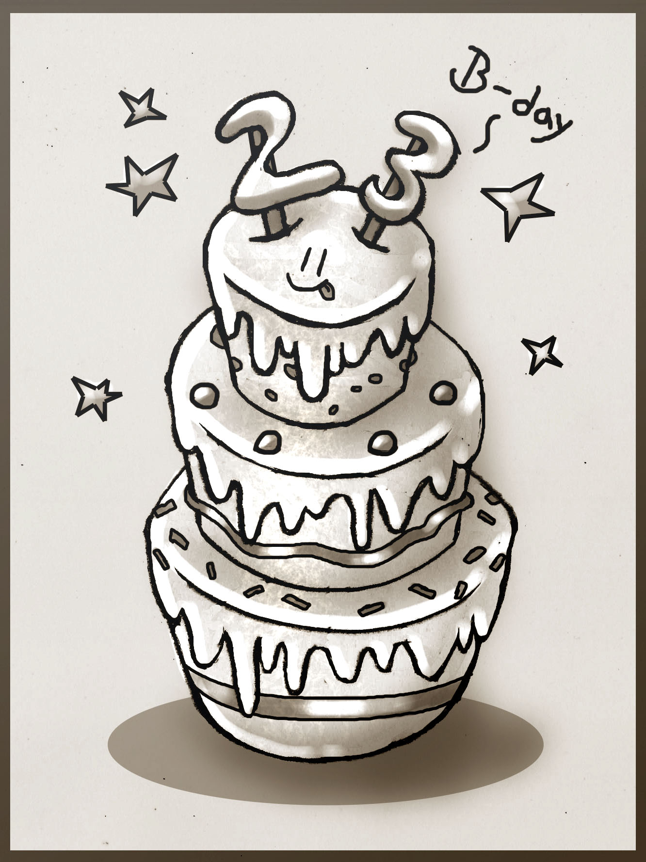 Cake with candles doodle drawing. 14678141 Vector Art at Vecteezy