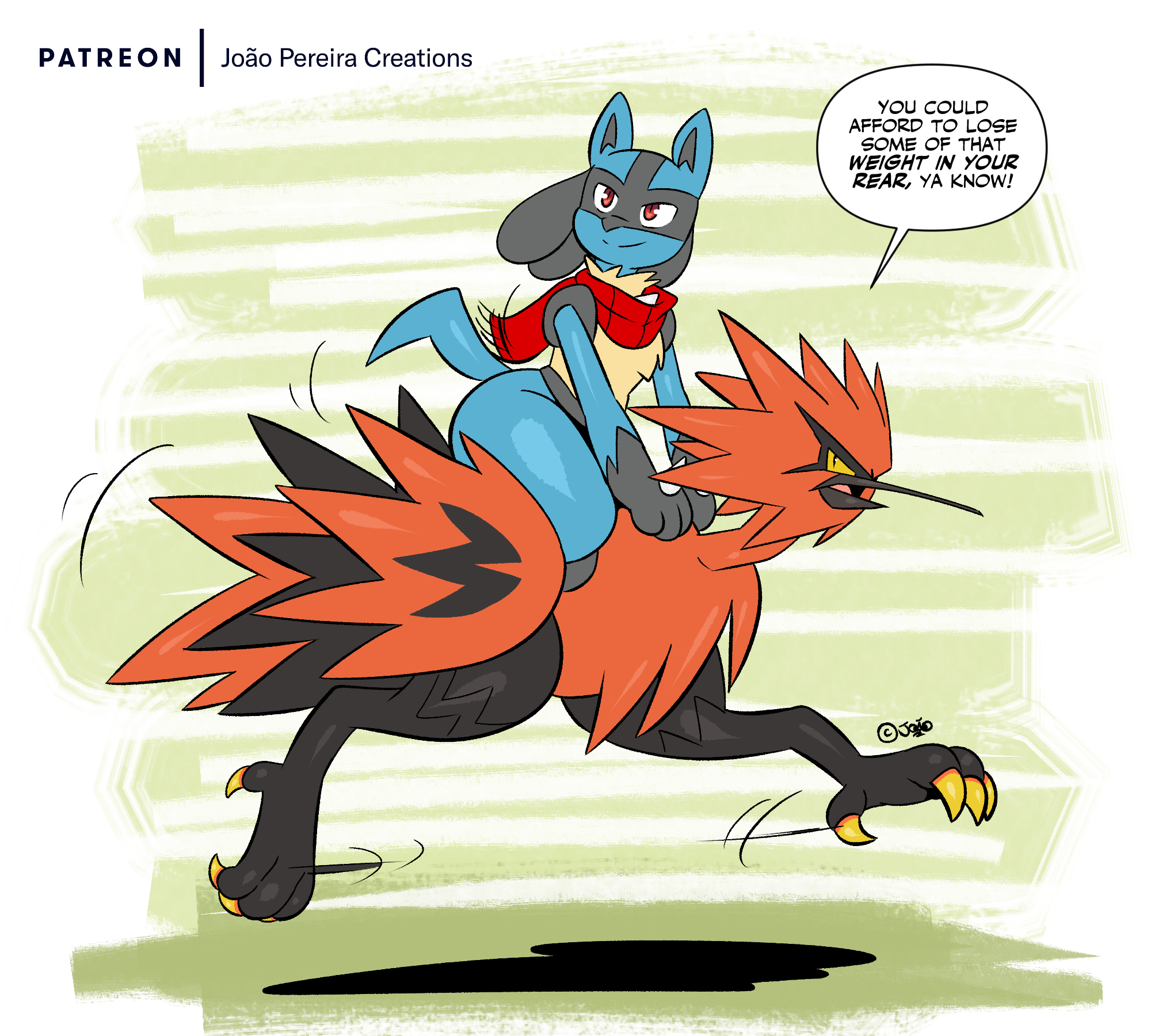 Riding on a Galar Zapdos by joaoppereira -- Fur Affinity [dot] net