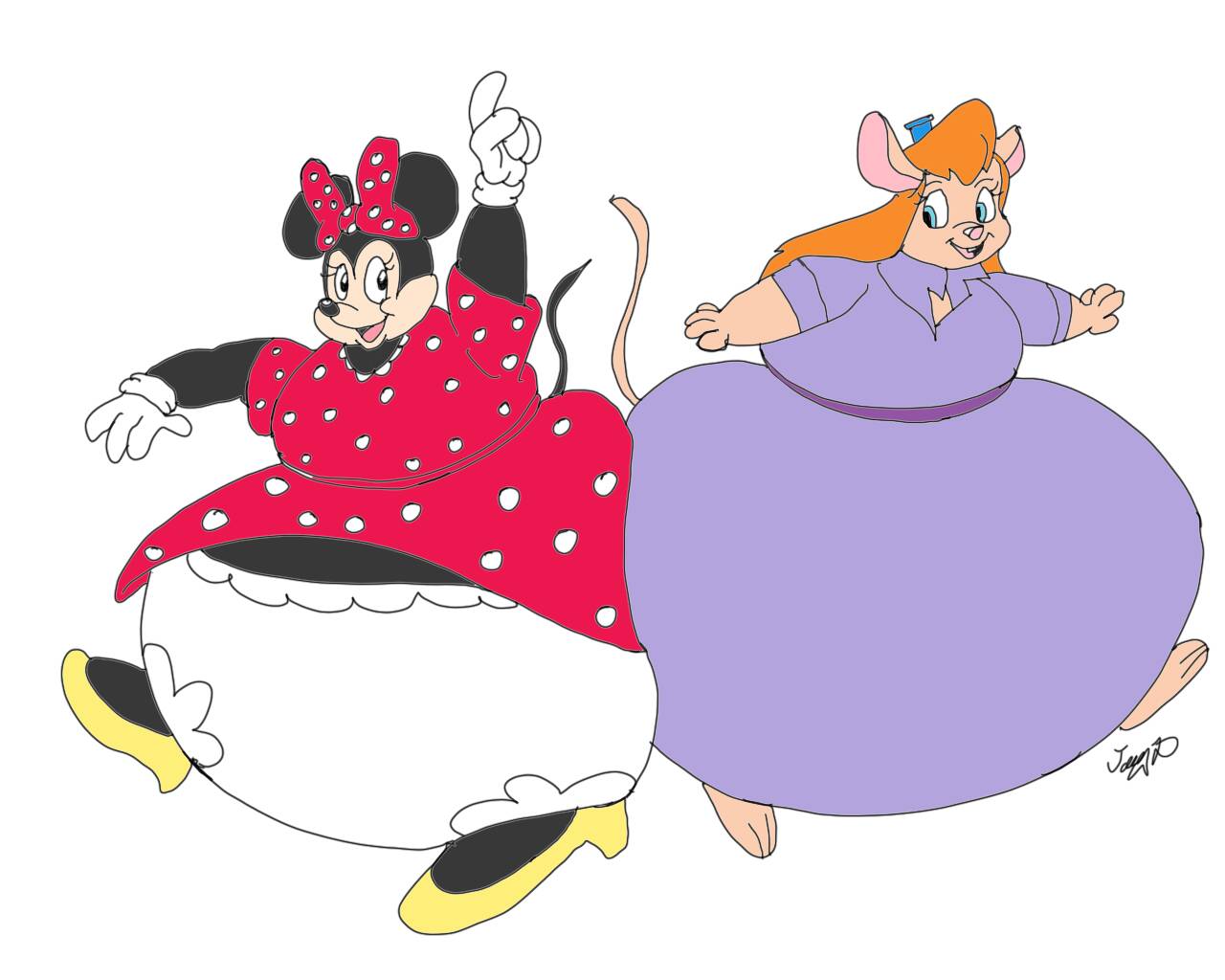 Minnie and Gadget Food Balloon Hip Bumping by Joe-Anthro -- Fur