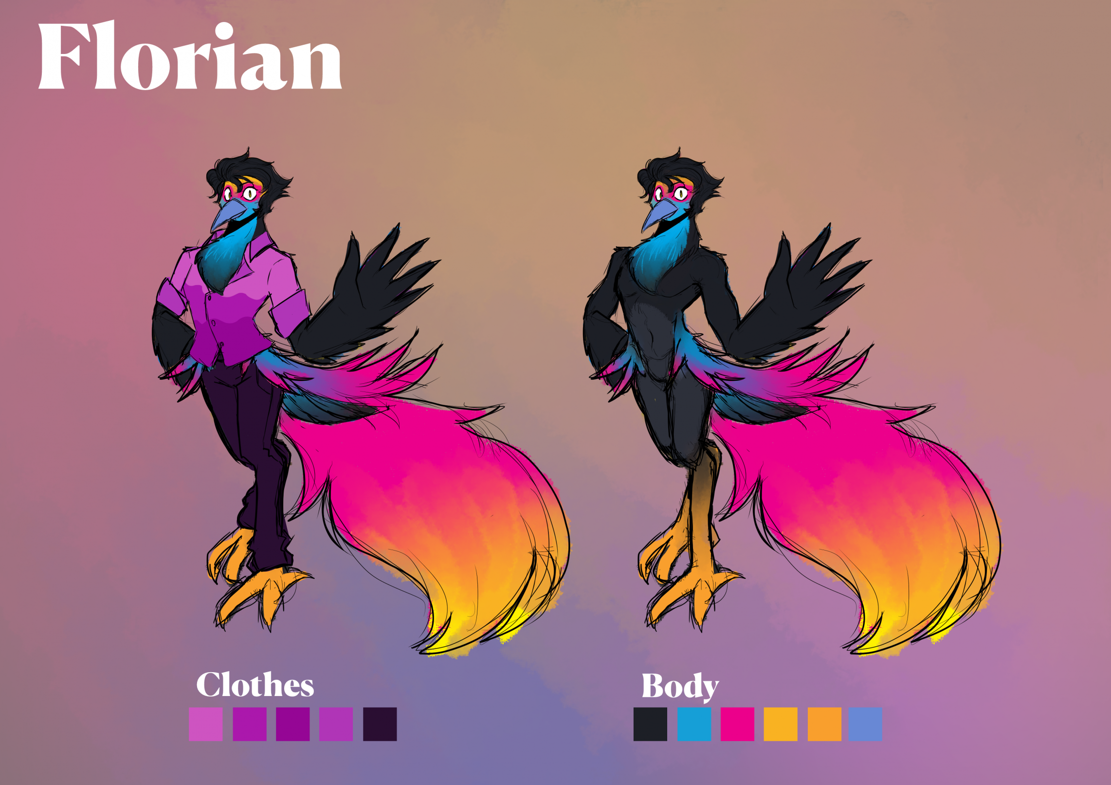 Florian The Raggiana Bird Ref Sheet