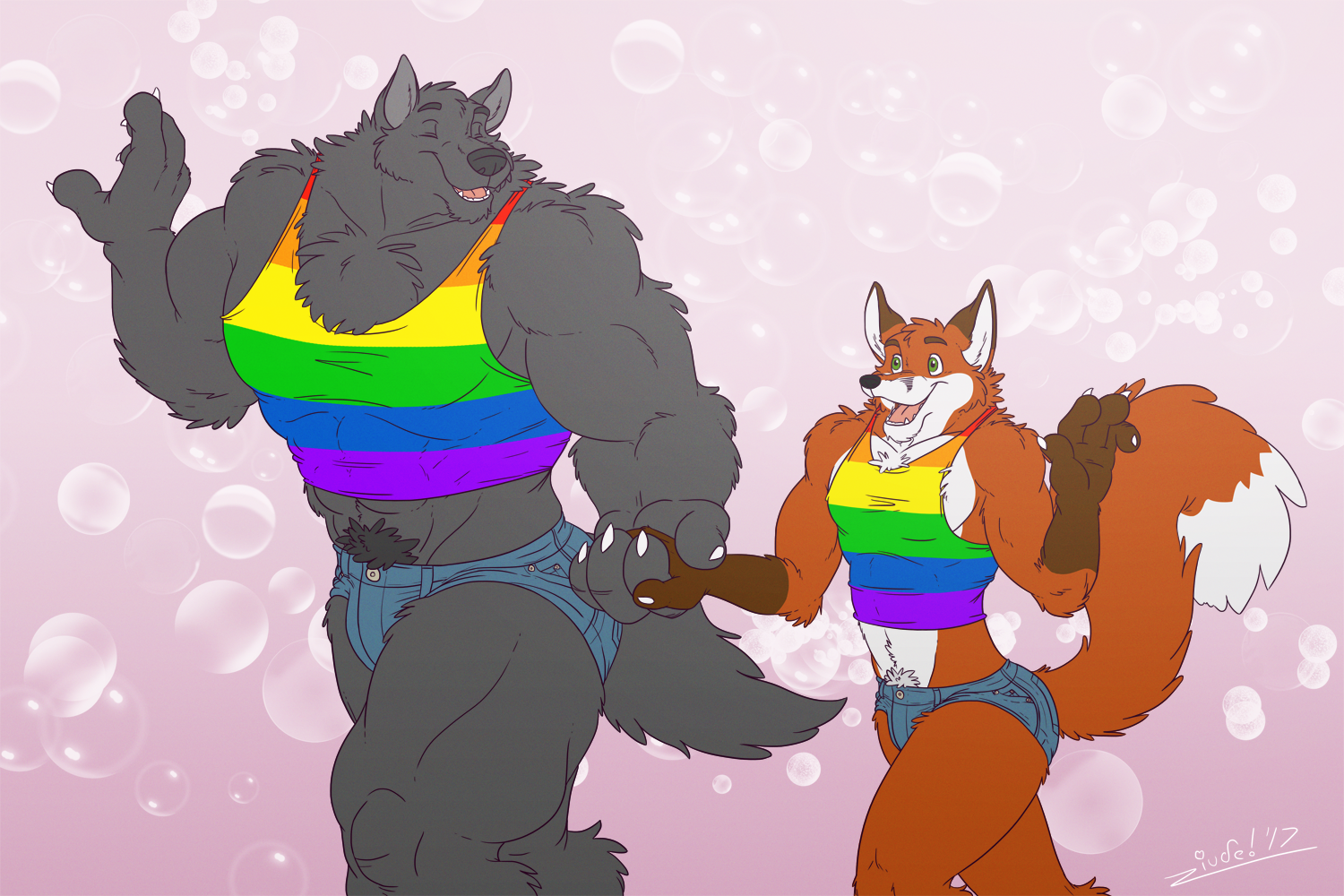 Gay Pride Parade by Juano -- Fur. furry booty shorts. 