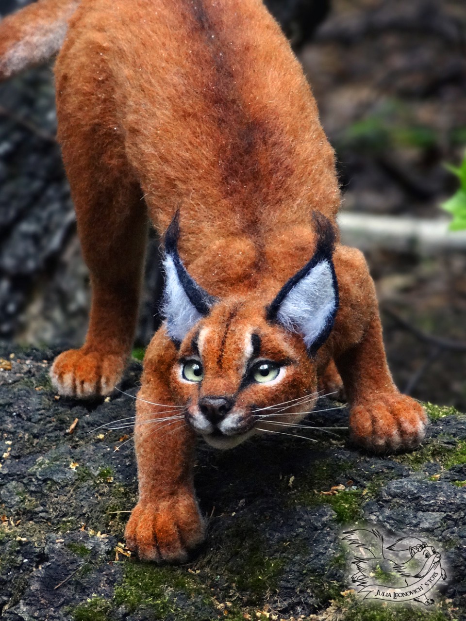 CARACAL Needle Felted Collectible Realistic Animals Handmade -  Norway