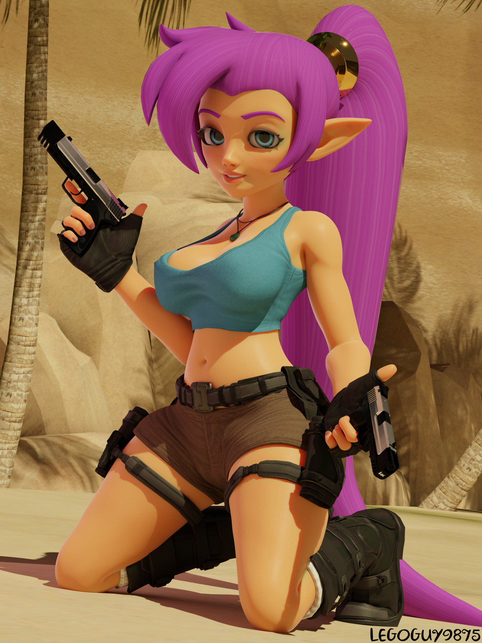 Shantae as Lara Croft by JustafunGUY23 -- Fur Affinity [dot] net