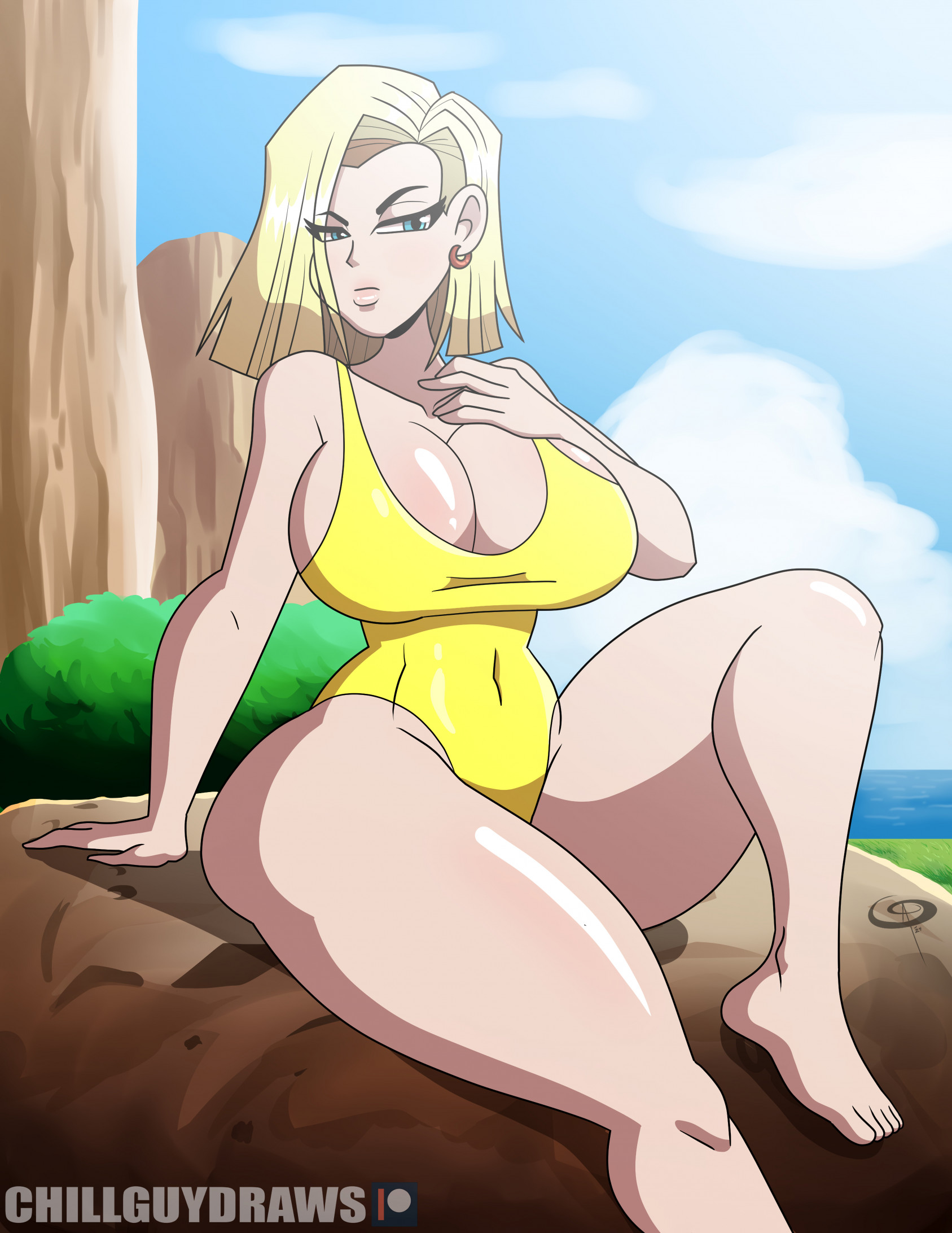 Android 18 Swimsuit Pinup by JustafunGUY23 -- Fur Affinity [dot] net