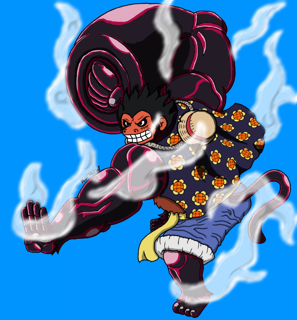 Luffy gear 4th gomu gomu no - Kong gun Kingsalaman - Illustrations