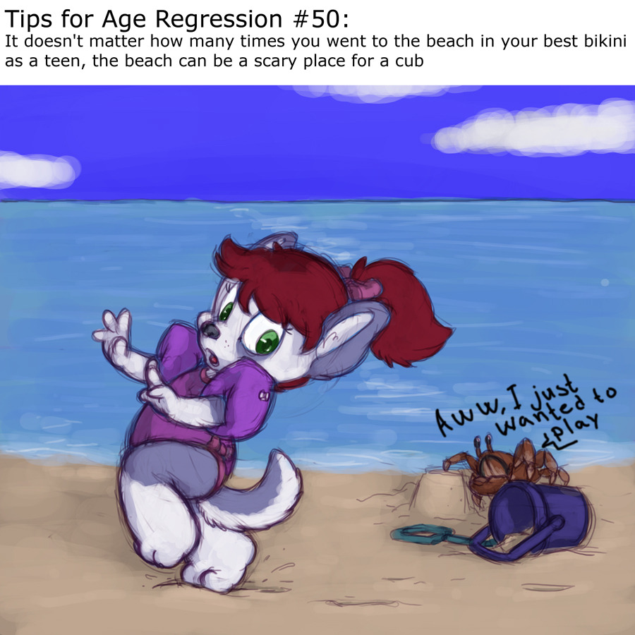Tips for Age Regression #50: "Scary Beaches" art by Tetarga. 