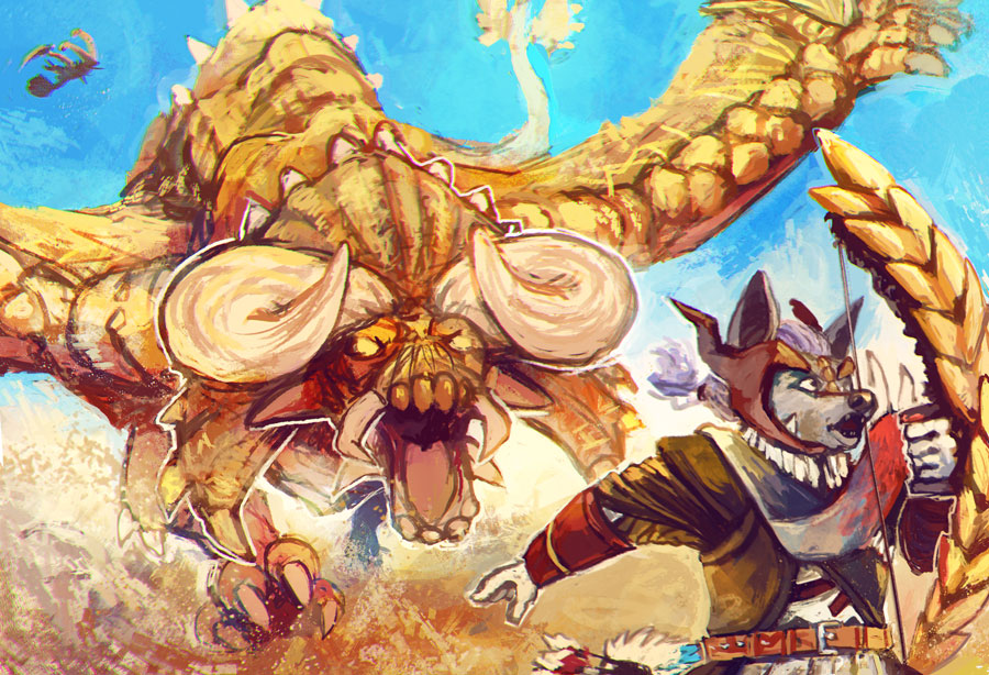 monster hunter and diablos (monster hunter and 1 more) drawn by tangfan