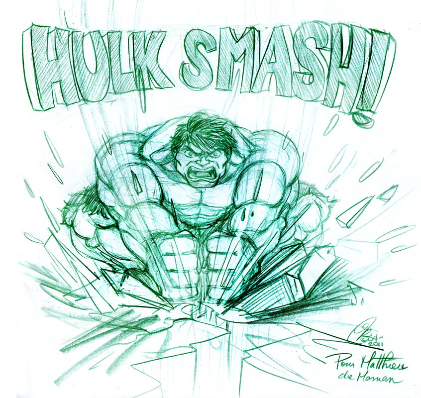 Incredible Hulk Smash Drawing