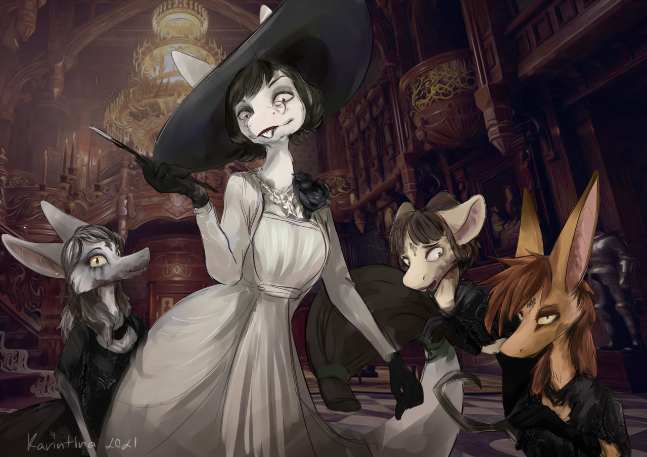 Lady Viz and her daughters by Karintina -- Fur Affinity [dot] net