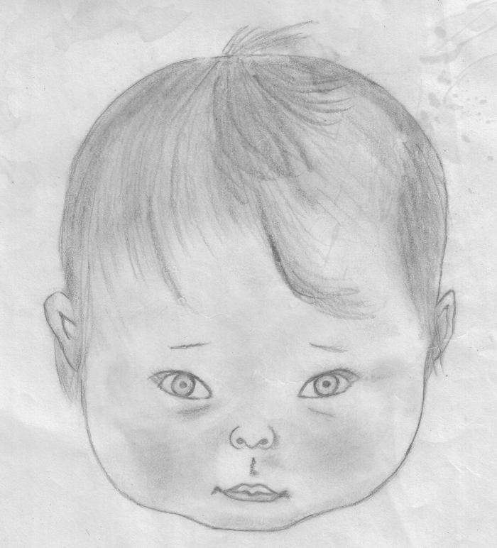 girl baby face sketch