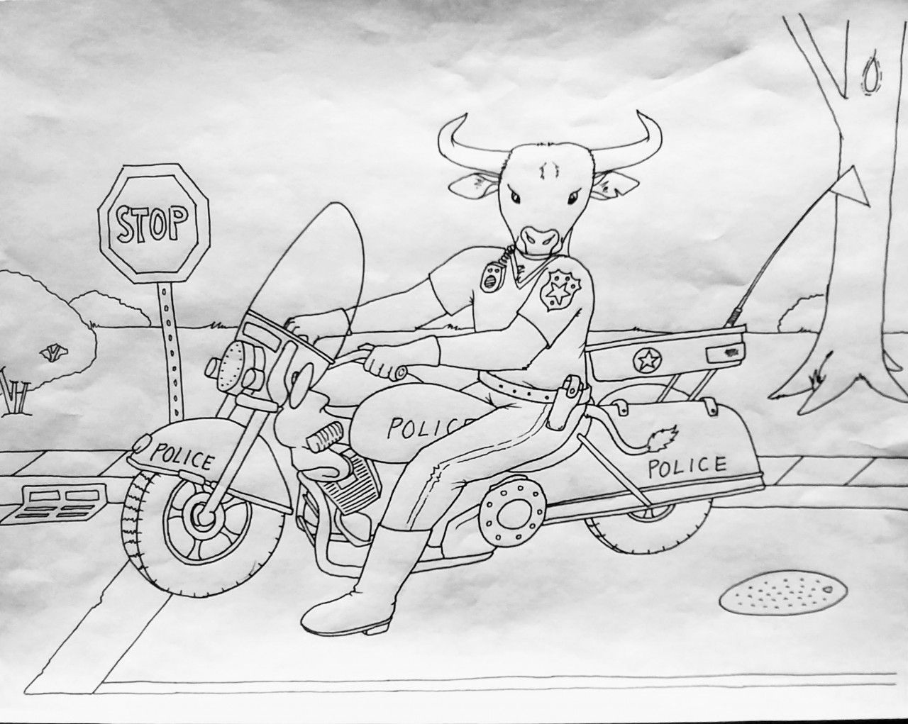 Coloring Page: Bovine Cop