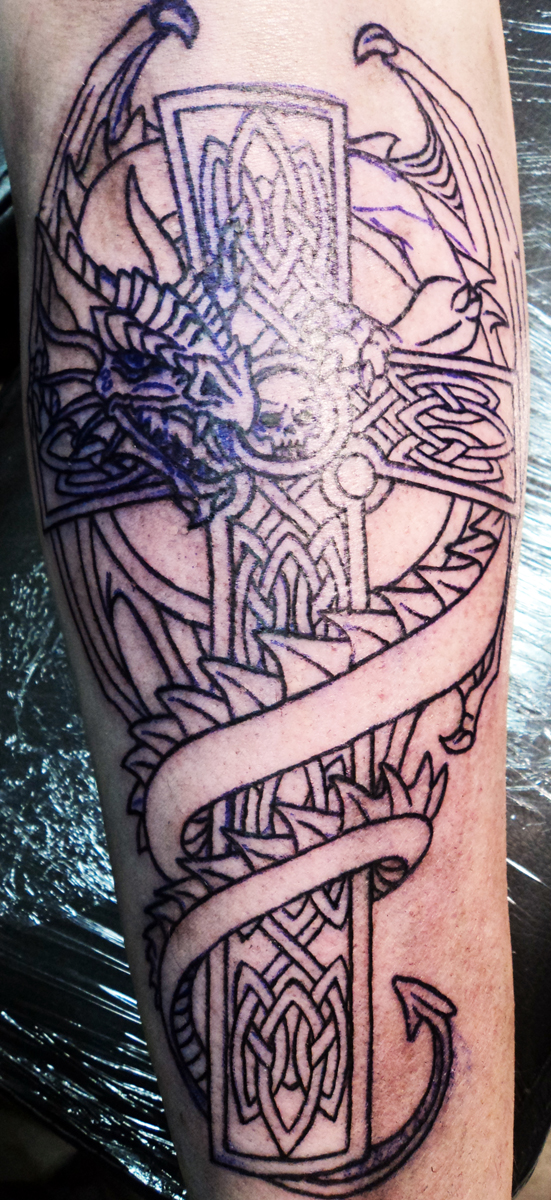 Welsh Dragon Shield Celtic Tattoo Design – LuckyFishArt