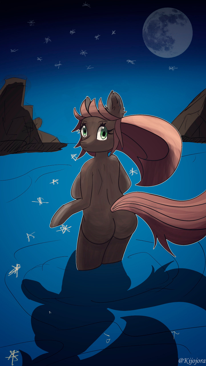 pony #night #ocean #moon #boobs by Kijojora -- Fur Affinity [dot] net