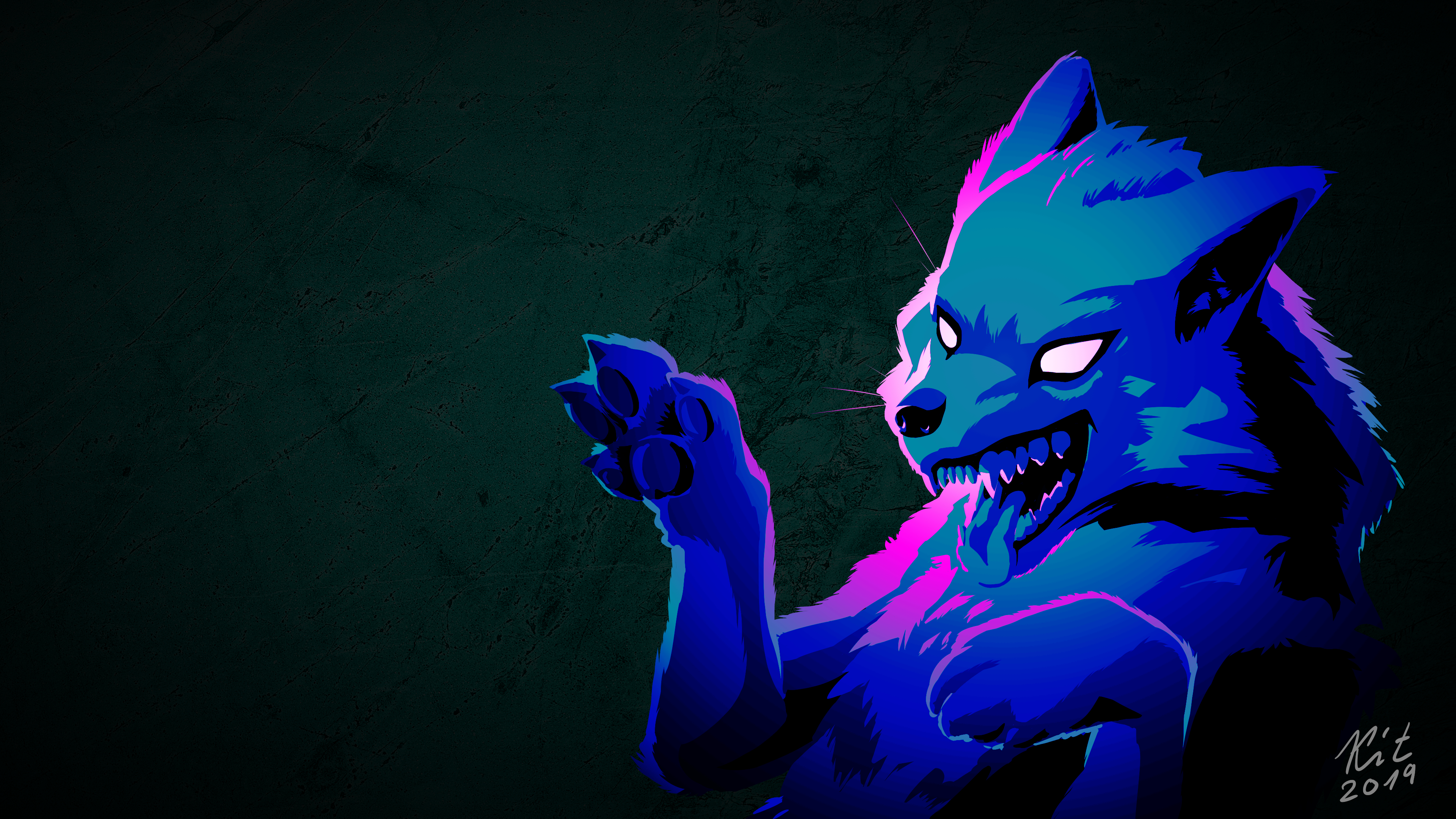 Wolf Wallpaper NEON [FREE TO USE] by Kitaron -- Fur Affinity [dot] net