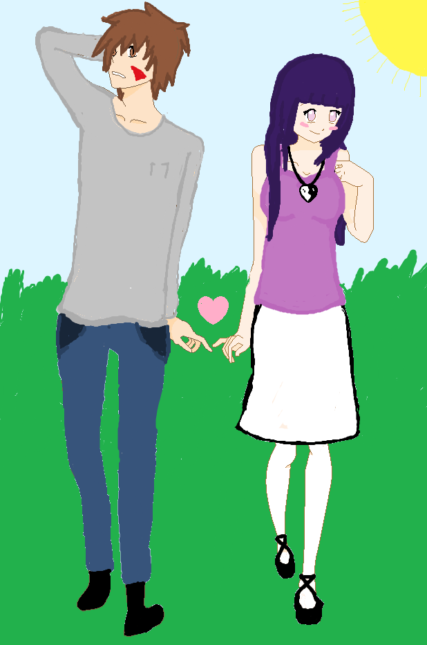 anime boy and girl holding hands base