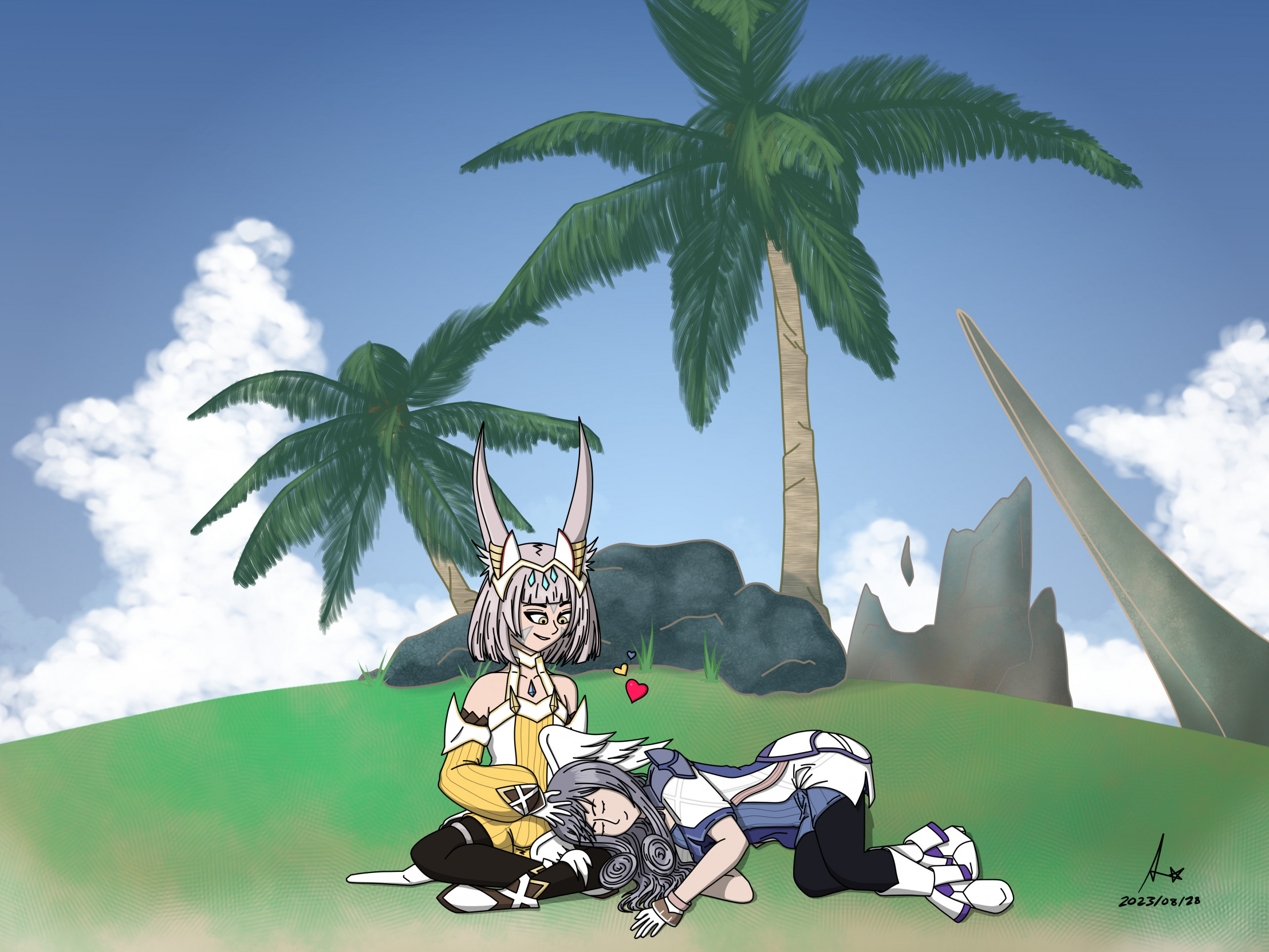 Comm35 - Melia and Nia [Xenoblade 3] by KneecapRock -- Fur Affinity [dot]  net