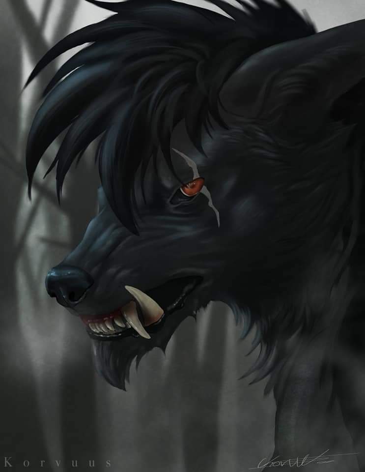 black wolf red eyes anime