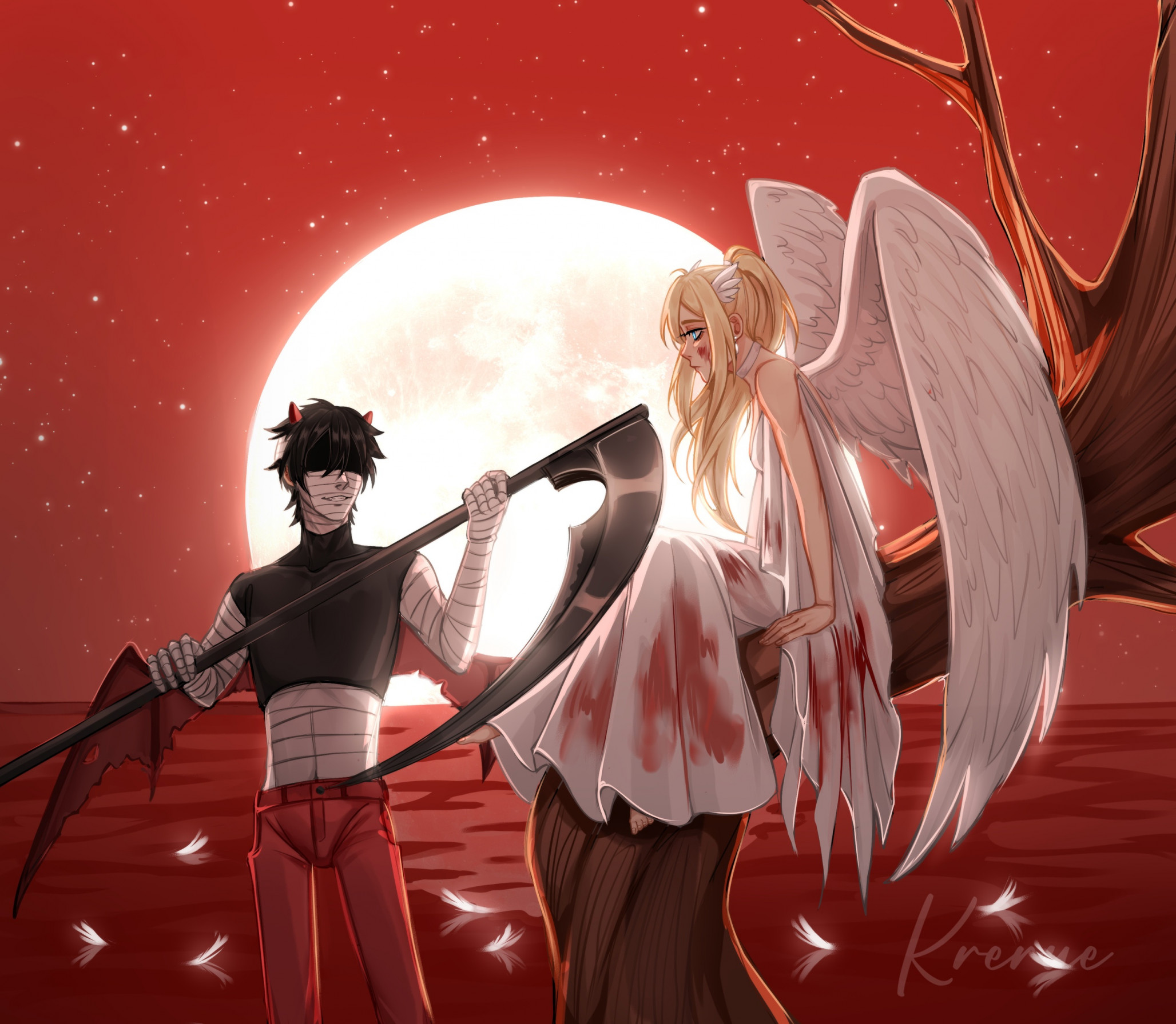 anime demon boy and angel girl