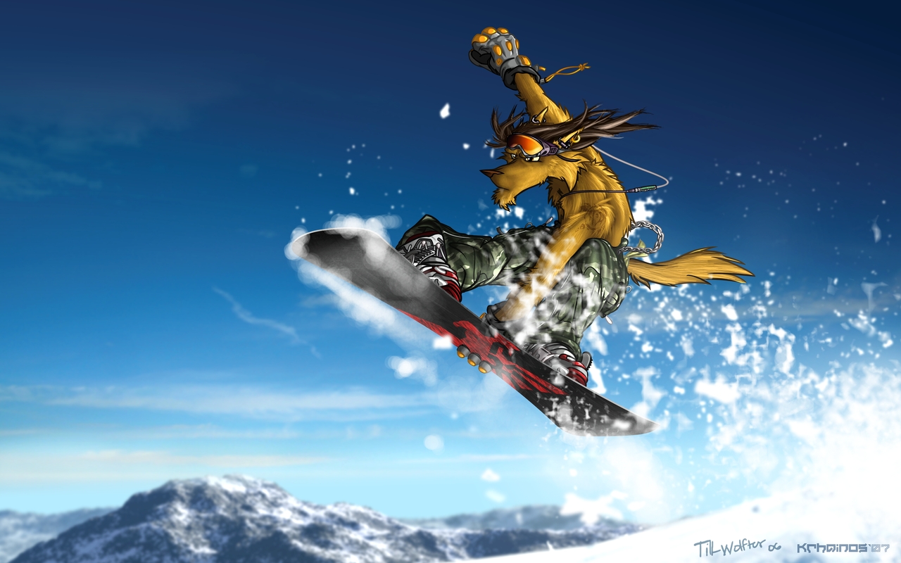 Сноубордист арт в прыжке