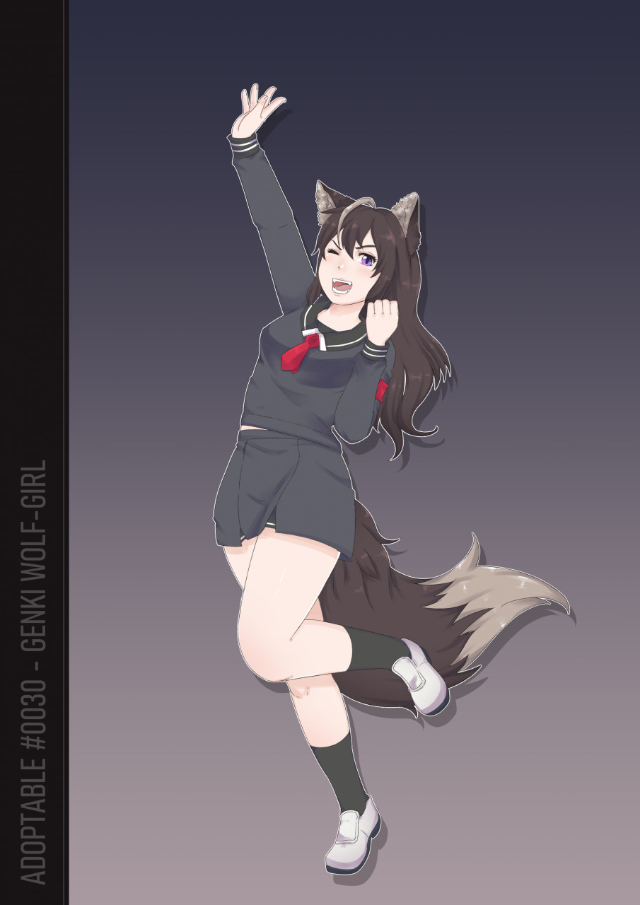 Closed] Adoptable - #0030 - Genki Wolf-girl! by ktou -- Fur Affinity [dot]  net