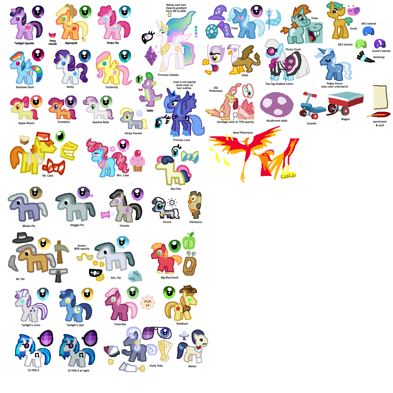 My Little Pony color keys WIP version 3 by KTurtle -- Fur Affinity [dot ...