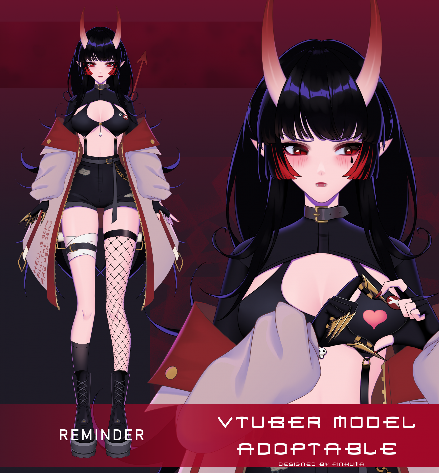 Vtuber model adoptable reminder by Kuma_Pinkuma -- Fur Affinity [dot] net