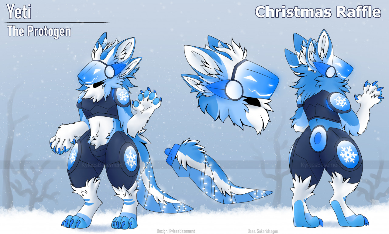 Protogen Christmas Blue Head and Tree furry fursuit pattern