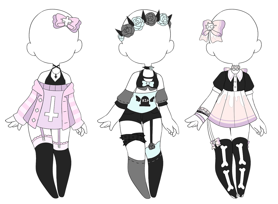 Pastel goth outfits (CLOSED). 
