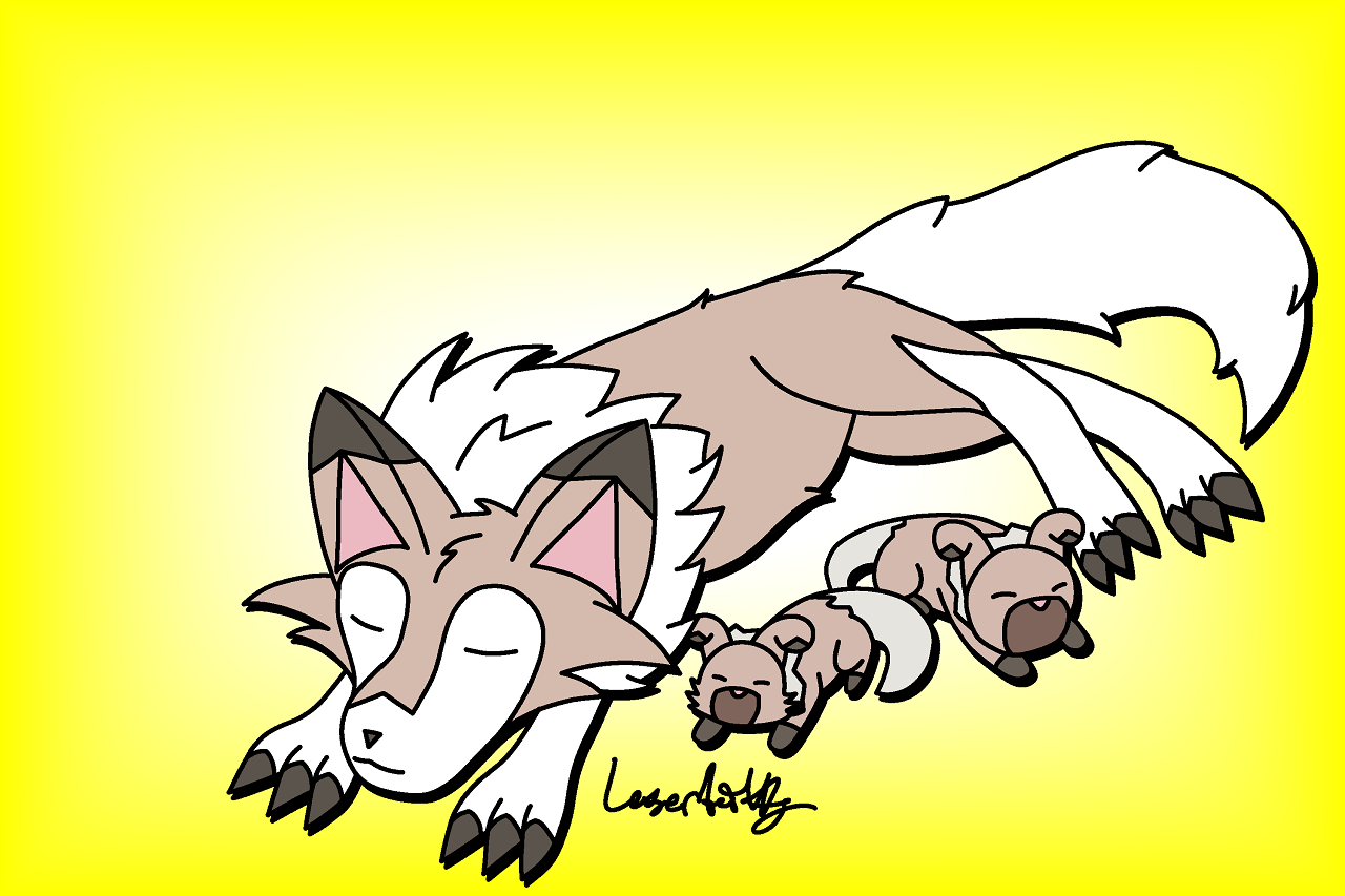 Lycanroc And Pups by LaserKittyDraws -- Fur Affinity [dot] net