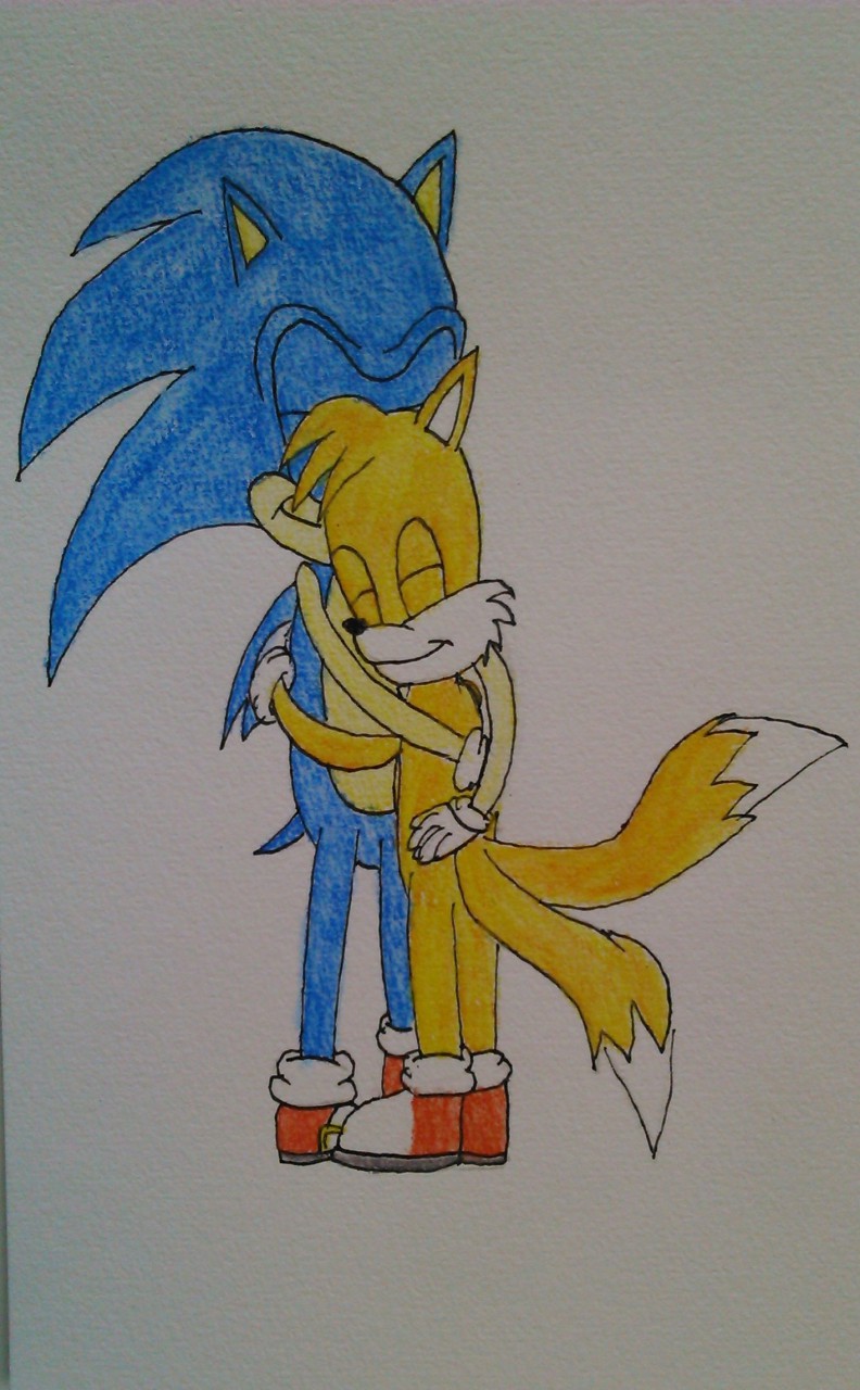 Sonic and Tails hug by LCC12345 -- Fur Affinity [dot] net