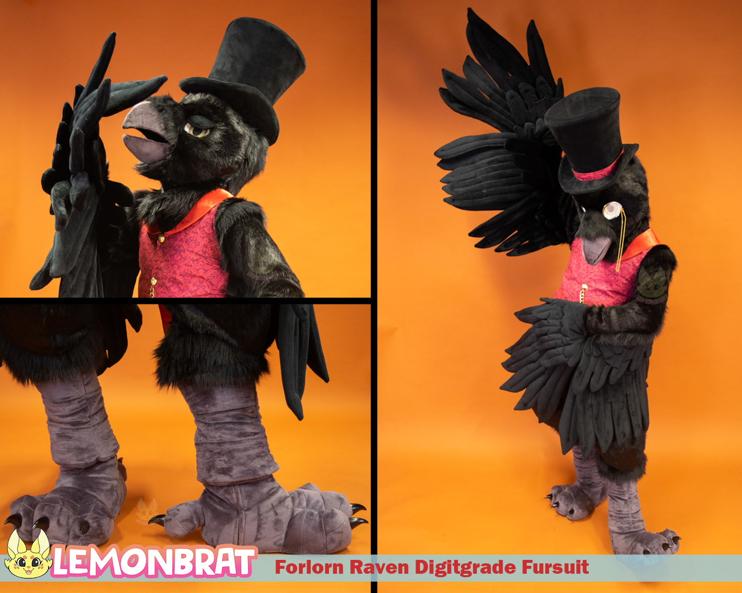 Forlorn Raven Digitigrade Fursuit - December 2022 by lemonbrat -- Fur