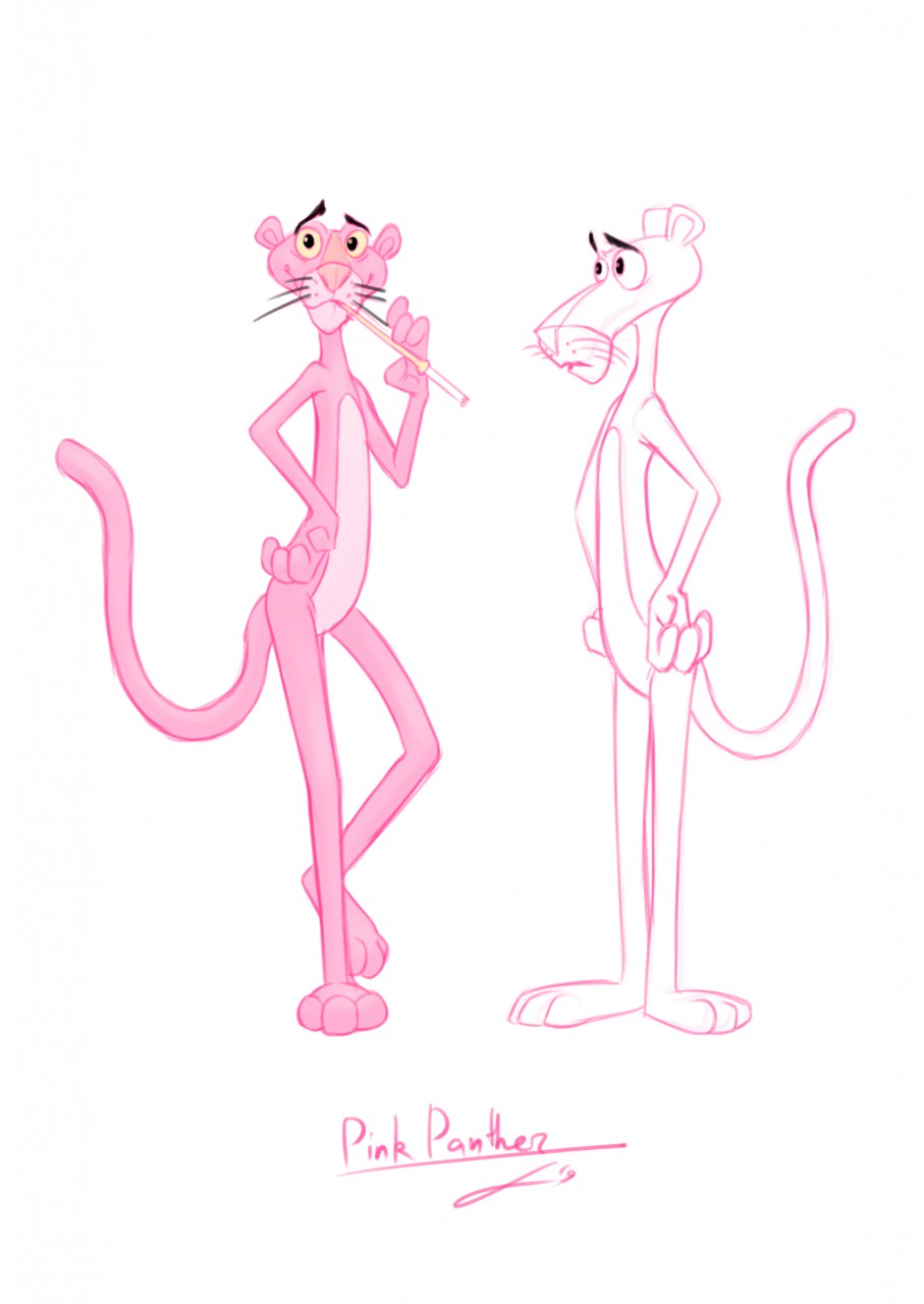 ▷ Painting Pink Panther on holiday by Cornée Patrick | Carré d'artistes