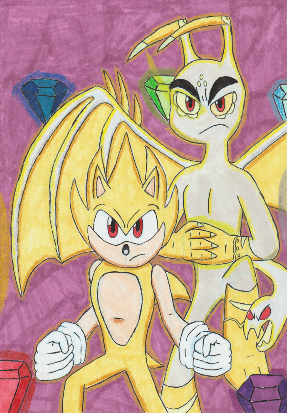 Super Sonic and the 7 Chaos Emeralds by LoborianProductions on