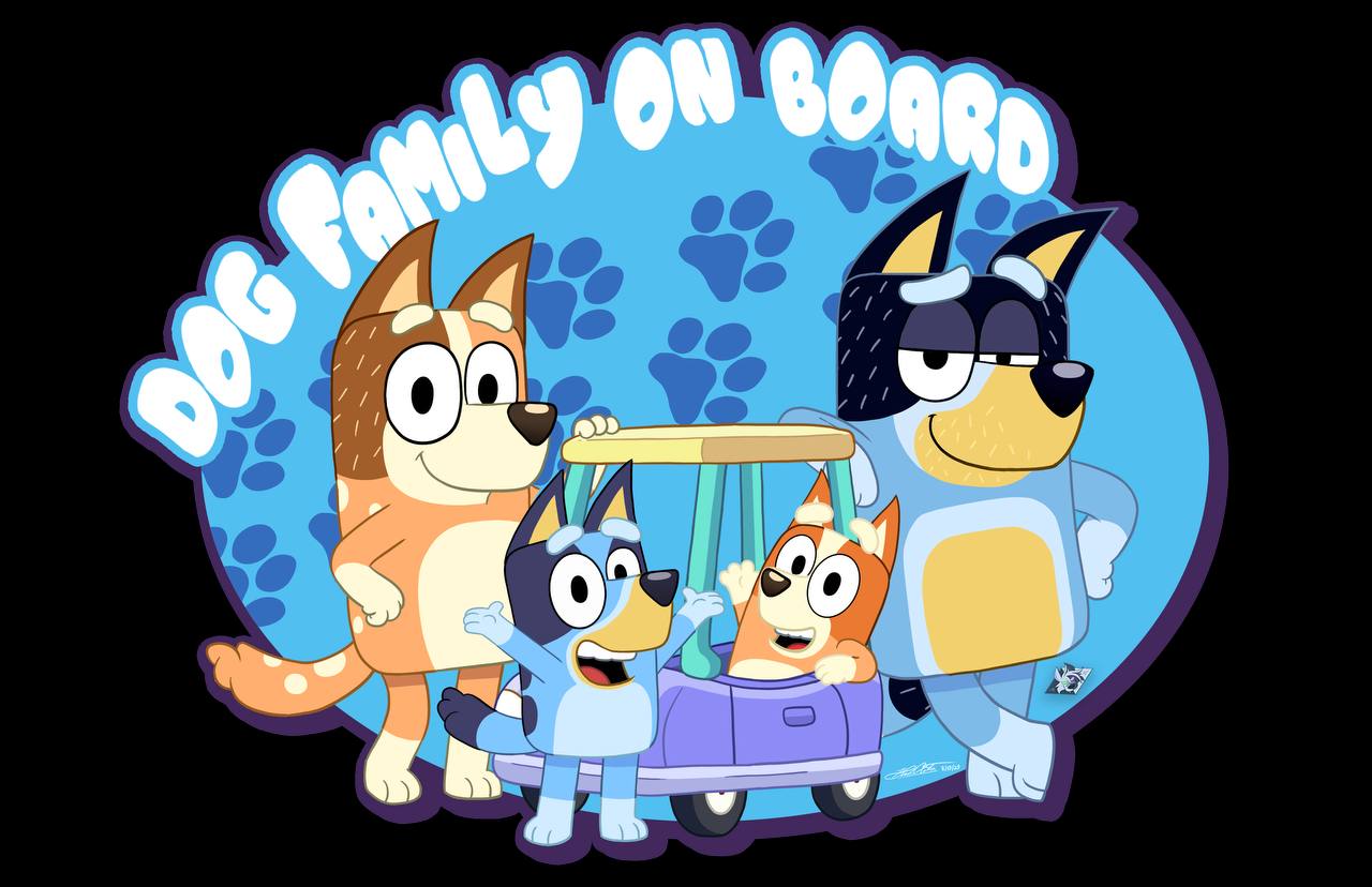 Bluey Bingo Chilli Bandit Family Car Sticker