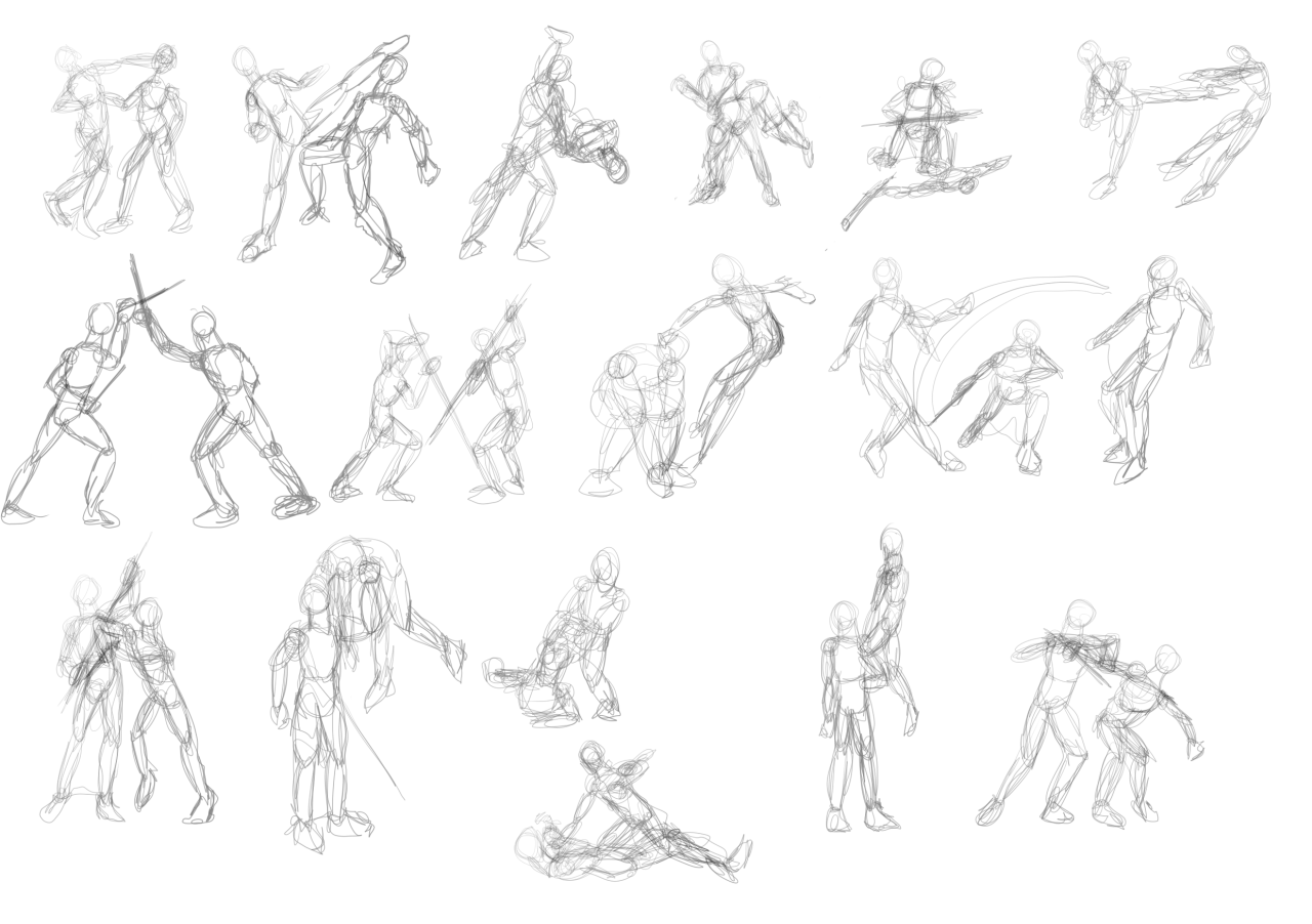Xyncomix on X: pose studies #pose #sketch #fight #warrior #art