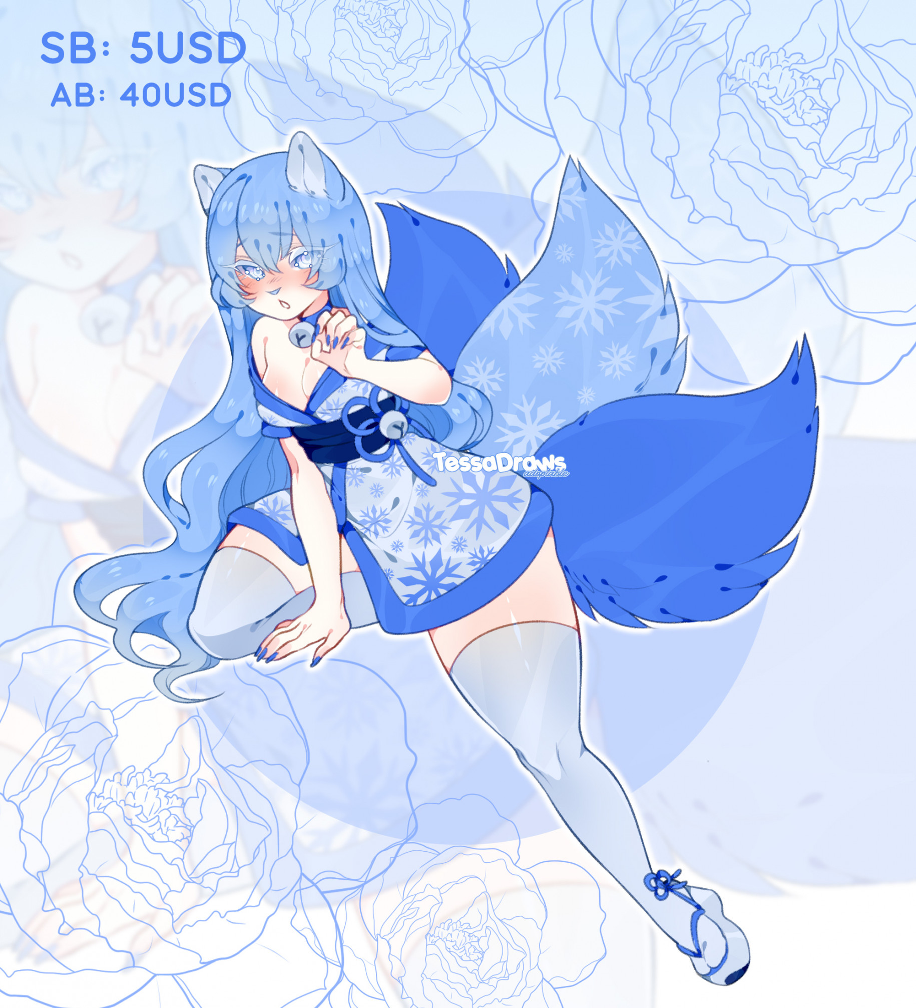 AUCTION OPEN] WINTER KITSUNE by lTessaDraws -- Fur Affinity