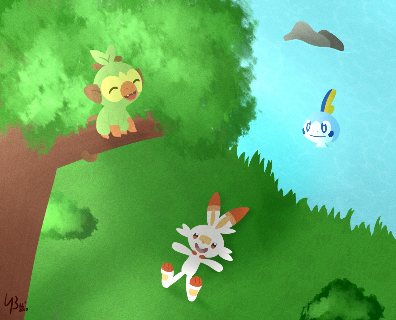 Pokemon Sword & Shield / Galar Starters / Shiny Grookey Sobble 