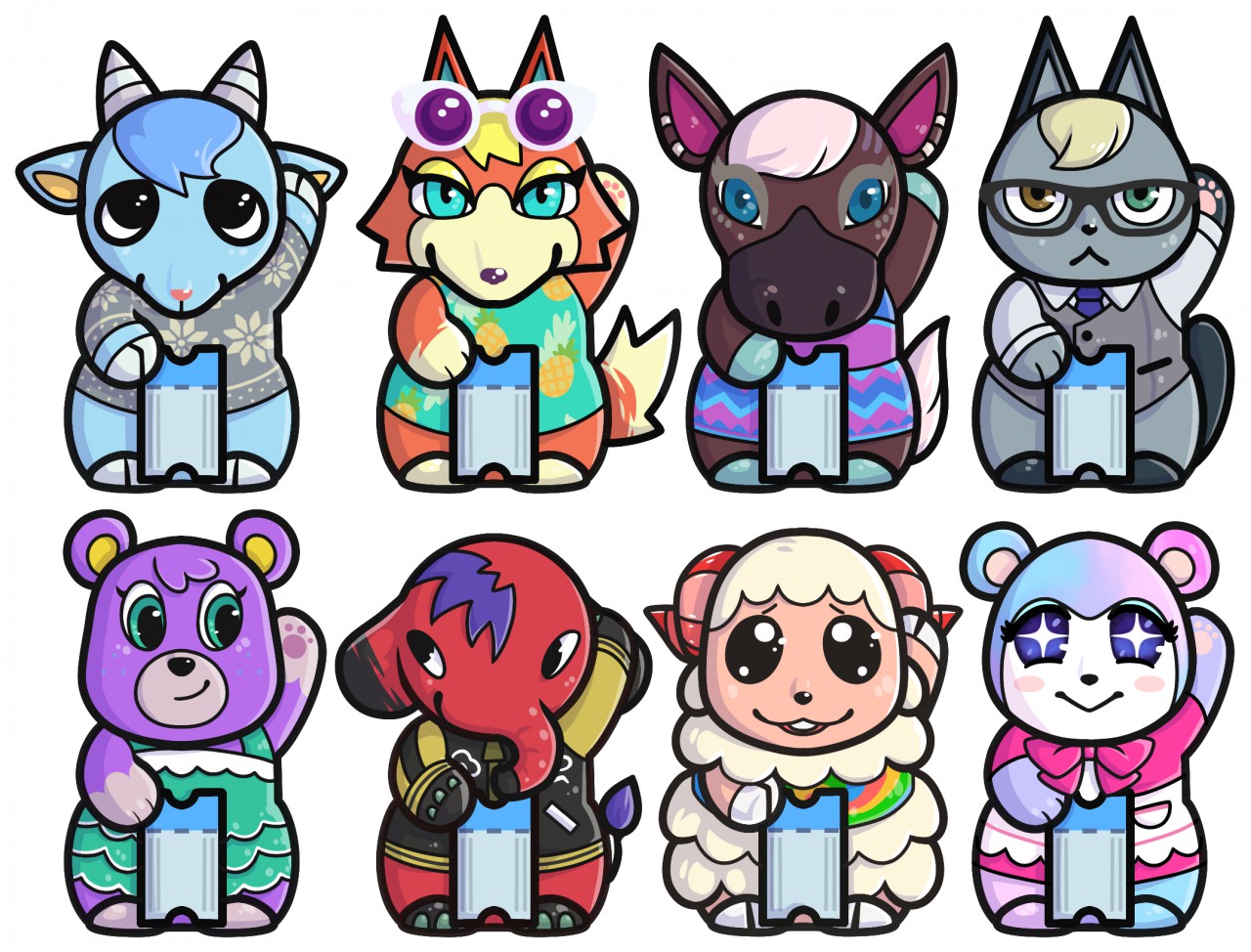 Lucky Cat Villagers (Stickers and Buttons) by LucArtwork -- Fur