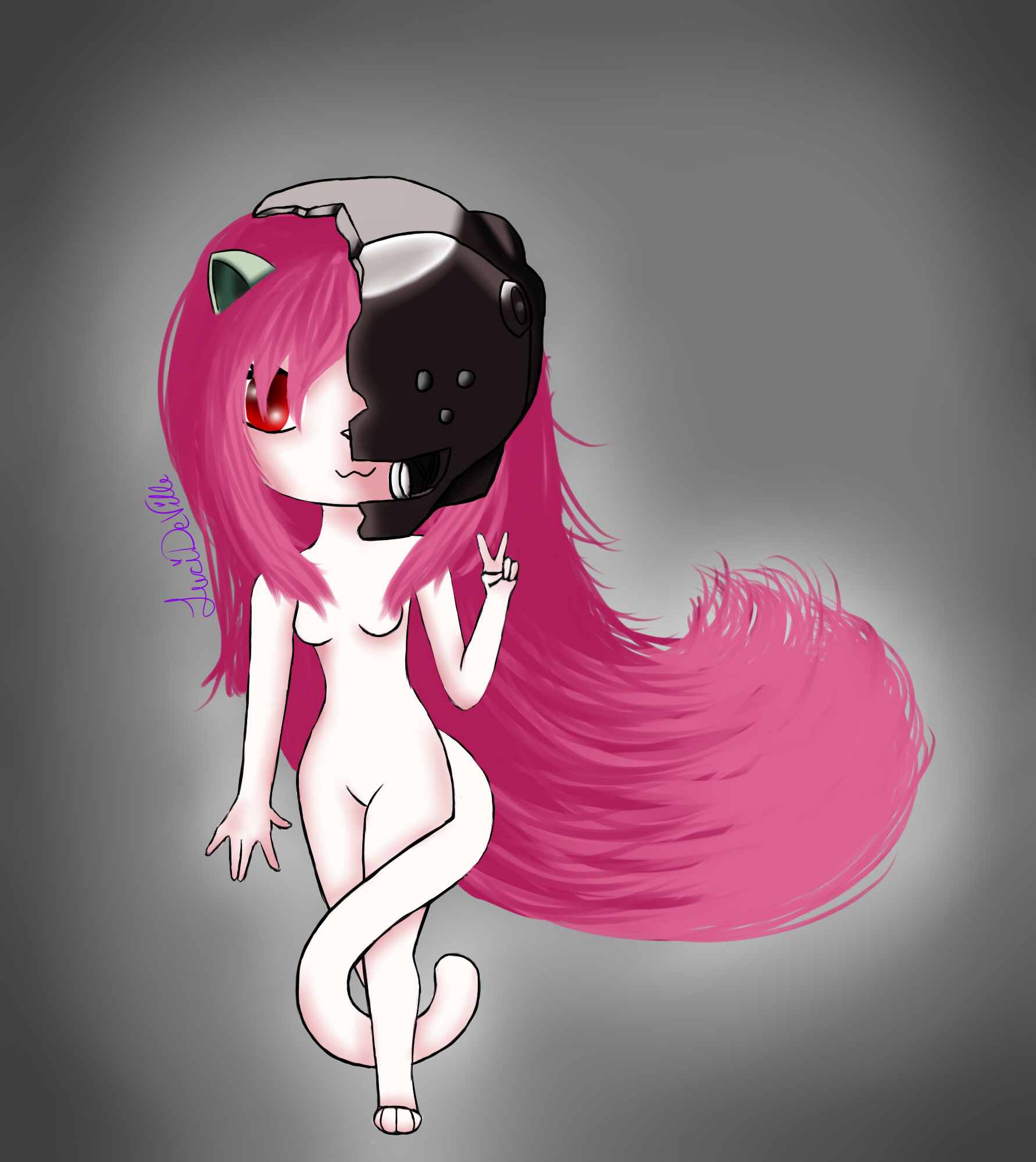 Pink Hair, Lied, Deadman Wonderland, elfen Lied, lie, stripe, Lucy, Blood,  song, Chibi