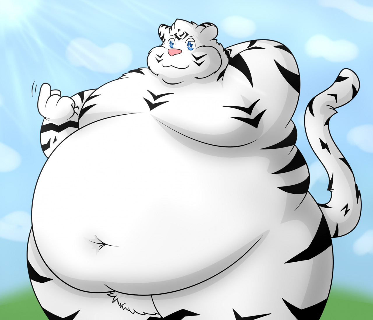 Fat tiger wants you to rub his belly. (Naked alt) by LuisTheYamper -- Fur  Affinity [dot] net