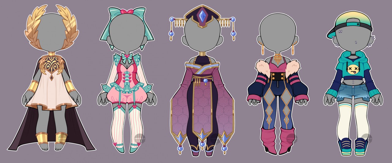 Outfit Adopts Set #3 (1/5 OPEN) by LunaOfWater -- Fur Affinity [dot] net