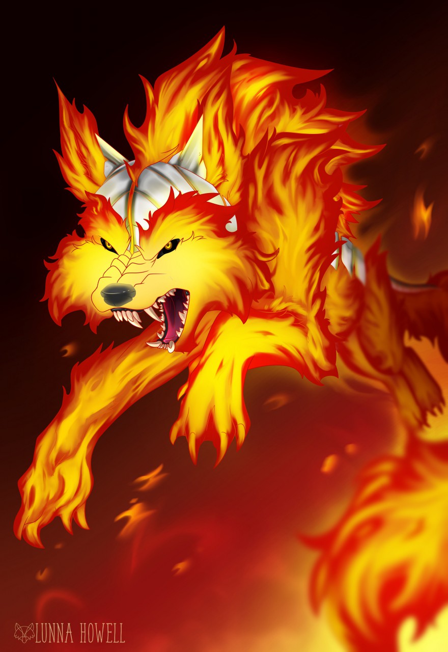 Fire and Ice Wolf anime fire wolf HD wallpaper  Pxfuel