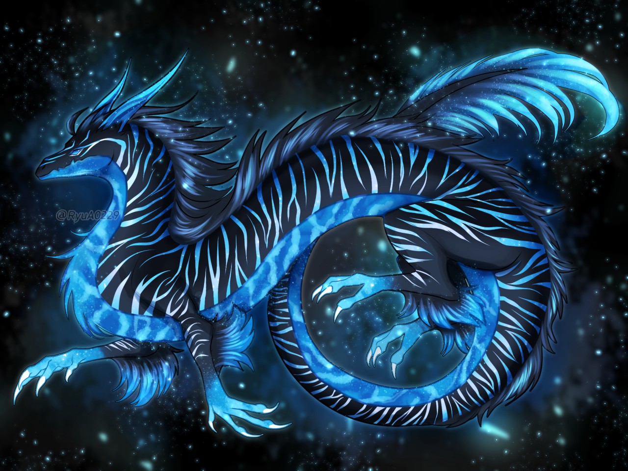 Светло голубой дракон
