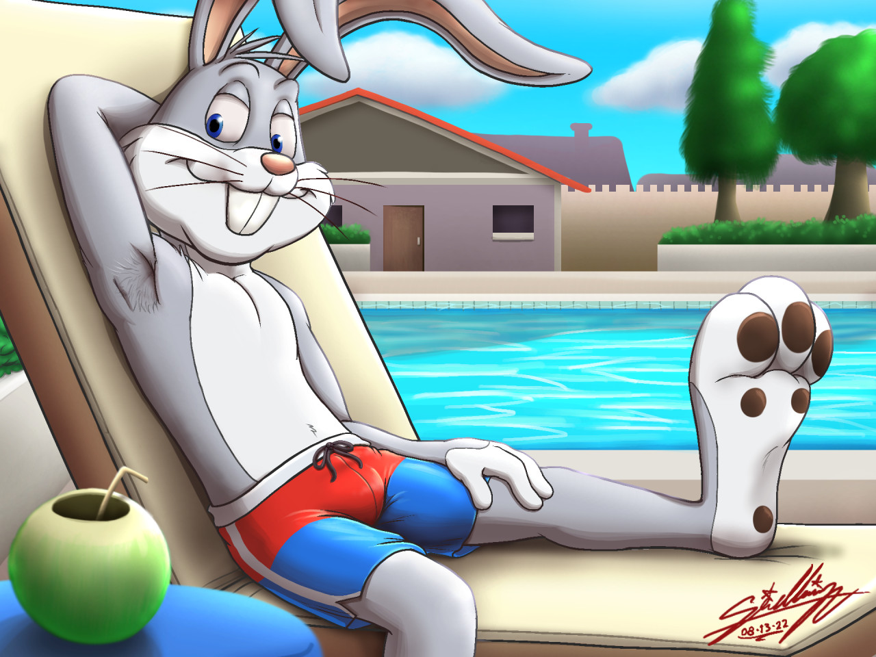 Bugs Bunny relaxed in the poolside! ☀️💦 by LutharieOtterDreamer -- Fur  Affinity [dot] net