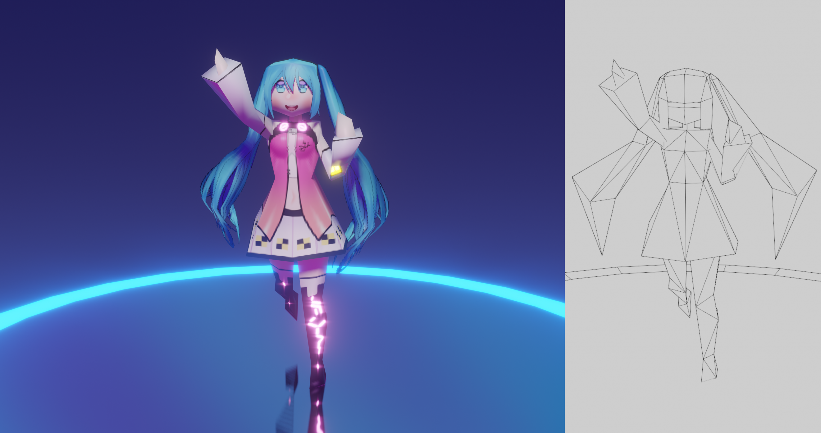 Hatsune Miku Star Vocalist - 256tris 3D Model ! by Luvenart -- Fur Affinity  [dot] net