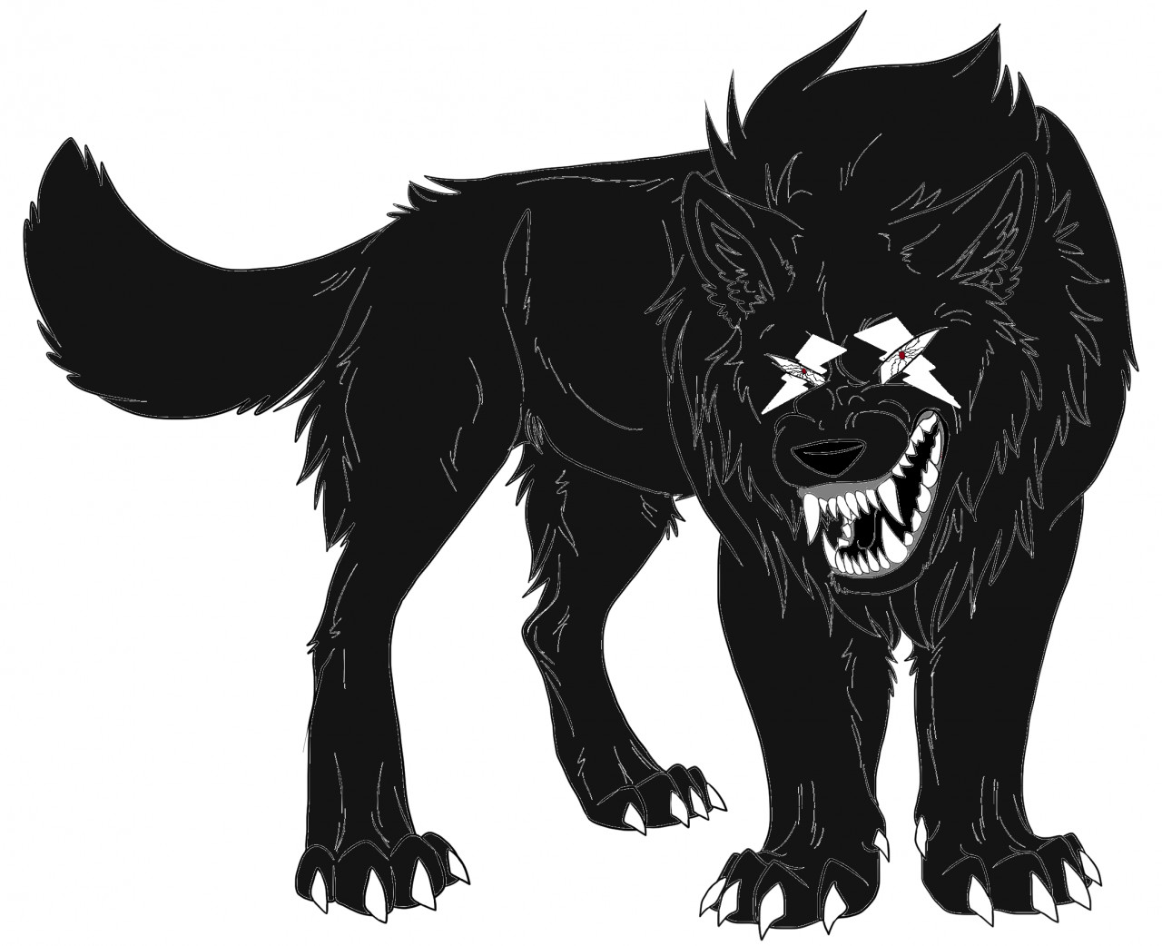 black anime wolf side view